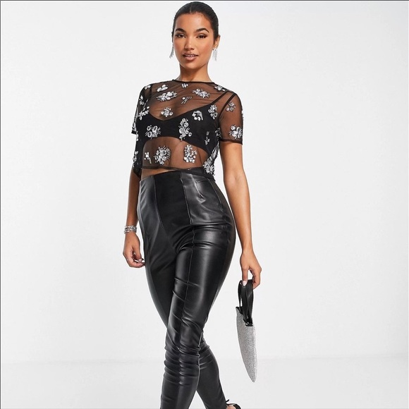ASOS Tops - ASOS design embellished sheer layered top.